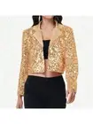 Women's Sparkly Crop Sequin Blazer Jacket Long Sleeve Party Club Cardigan Out