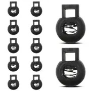 12/24 Pack Round Spring Cord Lock, Black Single Hole Plastic Toggle Stopper f...