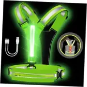 LED Reflective Light Up Safety Running Vest for Biking Walking at Night, green