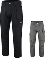 [Riggermen] Mens Tactical Pants Elasticated Waist Lightweight Work Pants for Men Construction Boot Cut Relaxed Fit Cargo Pants