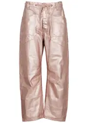 Free People Moxy Metallic Barrel-leg Jeans - Pink - W28 (W28 / UK10 / S) W28 (W28 / UK10 / S)
