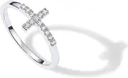 [PAVOI] 14K Gold Plated CZ Cross Ring | Eternity Promise Ring for Her | Infinity Wedding Band Ring
