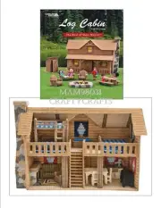 Plastic Canvas Pattern Book LOG CABIN Doll House ~ Furniture, Outhouse, Rug ++