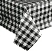 25 Yard Roll Black and White Gingham Checked Vinyl Table Cover with Flannel Back