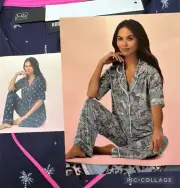 Ladies Pants With Top Pyjama Set, Room Service Leopard Print Pyjamas #183607