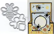 DzIxY Adorable Bee Border Metal Cutting Dies for Card Making Embossing Paper Die Cuts Sets Album Scrapbooking Templates Stencils Storage Pockets