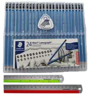 Wooden Pencil By Staedtler Mars Lumograph - Pack of 24 Degrees in Practical P...