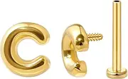 [FANSING] Initial Flat Back Earring for Cartilage Tragus Helix Conch Internally Threaded Labret Stud