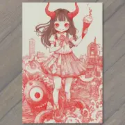 POSTCARD Devil Girl Ice Cream Tentacles Chaos City Retro Horror Red Ink