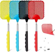 Fly Swatters, 4 Pcs Extendable Fly Swatter, Plastic Fly Swatter for Indoor, Outd