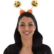 12 Pack Happy Pumpkin Headbopper | Plastic | Gold and Orange | 12 Count Bundle