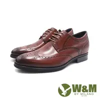 在飛比找PChome24h購物優惠-W&M(男)內增高翼紋雕花鞋 男鞋-棕色