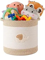 INough Toy Storage Baskets Woven Cotton Rope Storage Basket for Kids, Blanket Baskets for Living Room Toy Basket Box Toys Organizer with Embroidery Decor Cute Baskets for Nursery, Playroom (Elephant)