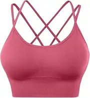 [Generic] Woman Bras Sport Bras Padded Strappy Cropped Bras for Yoga Workout Fitness Bras Backless Bra for Women