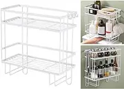 Toilet Shelf Waterproof Large Capacity Iron Bathroom Organizer Over Toilet (Double Layer White)