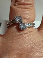 Pandora Authentic Brand New Sterling Silver Sparkling Overlapping Ring Size 8