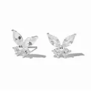 Claire's Silver Cubic Zirconia Butterfly Stud Earrings Female Tween Rhinestones