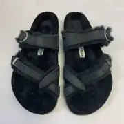 Birkenstock New with Box Mayari Shearling Black Oiled Leather Nar - Select Size