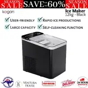Kogan 12kg Portable Ice Cube Maker with Self-Cleaning Bullet Shape Machine Black