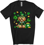 [Generic] Cockapoo Leprechaun Wearing Glasses; Joyful St. Patrick's Day Irish Lucky Shamrocks; Family Unisex T-Shirt