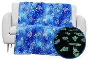 Glow in The Dark Blanket Space Gifts for Kids Boys Girls Presents Blue-white