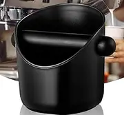 Coffee Waste Container, Grinds Knock Box, Tamper Tube Bin, Black, ABS Plastic, Anti-Slip, Removable, Large Size