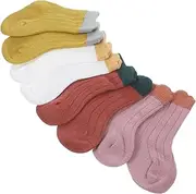 [SWOOMEY] Cute Toddler Socks Set 4 Pairs of Baby Socks for Boys Girls Ankle Length Breathable Cotton Newborn to Toddler