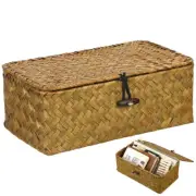 Seagrass Basket Boxes Storage Basket Wicker Box Lid Cosmetic Box