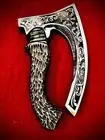 Handmade Viking Pizza Cutter Axe – Engraved Steel Blade | Antler Grip Handle
