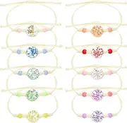 [JIYIN] Braided Friendship Bracelets for Girls, 10Pcs Adjustable Handmade Braided Friendship Bracelets, Colorful Flowers Tree of Life Shell Bracelet, Perfect for Women Teen Girls Birthday Party Favors