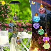 Multi Color Mosiac Bulb Solar Wind Chimes Outdoor Decoration for Patio, Balco...