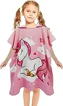 Fulasun Kids Hooded Poncho Towels with Button Cartoon Kids Hooded Bath Towel Super Absorbent Children Hooded Beach Towels Colorful Bath Poncho Towel with Storage Bag for Girls Boys Beach Bath 29.5in×5