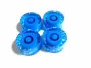 Set of 4 Les Paul Guitar Speed Knobs Blue 18 Spine Volume Tone