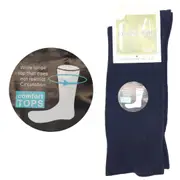 6x 100% Cotton Diabetic Loose Top Thermal Socks Wide Comfort Medical Circulation - Navy