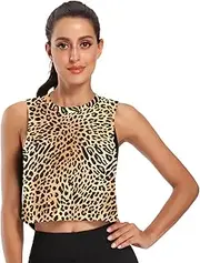 [ODAWA] Leopard Print Womens Crop Top Workout Tops Gym Tops Sizes S-2XL