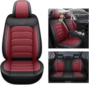 Automobile seat Cover, Universal Car Seat Cover Compatible for Benz All Car Models E-Class W210 W212 W213 C207 C238 Car Accessories(Black red 5 seats-03)