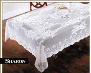 Sharon Tablecloth Jacquard Lace Lorraine Home Fashion White or Cream Beige Ivory