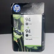 Twin-Pack 2 Genuine HP 94 Black Ink Cartridges Exp 03/12 Sealed NOS C9350FN 140
