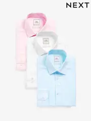 White/Light Blue/Light Pink Slim Fit Easy Care Single Cuff Oxford Smart Shirts 3 Pack (503815) | $102