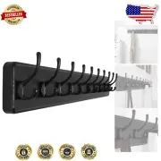 38.6'' Rustic Pine Wall Mounted Coat Rack - 10 Hooks for Entryway Organization