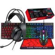 RGB PC Gaming Keyboard Mouse & Headset Set LED Gamer Bundle Mechanical Kits 4IN1