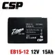 【CSP】電動車電池 EB15-12銀合金膠體電池12V15Ah/等同6-DZM-15 電動機車 電 (10折)