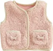 [MAHUAOYIXI] Toddler Baby Boy Girl Winter Snowsuit Jacket Closure Fuzzy Fleece Pullover Sweatshirt Plush Vests Stylish Warm Bow Button Down Sleeveless Coat Gilets Outwear