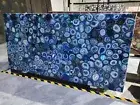 Sale Backlit Gemstone Blue Crystal Blue Agate Semiprecious Stone For Table Tops