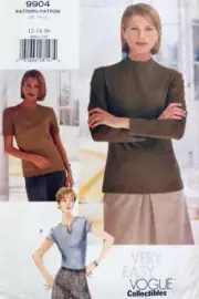 Vogue EASY Sewing Pattern 9904 | Misses Top in 3 Styles | Sizes 12 14 16