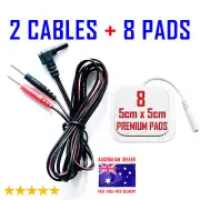 ALDI TENS compatible ELECTRODE PADS CABLES + 5cm x 5cm x 8 PREMIUM PADS