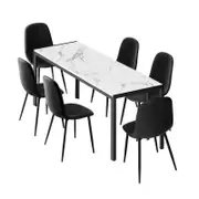 Oikiture 1.4m Dining Table and Chairs 6-Seater Kitchen Furniture Set
