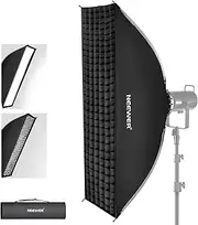 NEEWER 12"x47"/30x120cm Rectangular Softbox Quick Set up Quick Folding, with Diffusers/Beam Grid/Bag, Compatible with Aputure 120d Godox SL60w NEEWER RGB CB60 and Other Bowens Mount Lights, SF30120Q