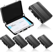 Yeaqee 6 Pcs Business Card Holder Aluminum Business Card Case Mini Briefcase with Waterproof Pocket Credit Card Holder for Men Woman Business Card Organizer Id Cards Organization Supplies