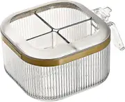 4 Compartments Seasoning Box With Lid,Clear Seasoning Storage Box Container,Seasoning Box with Cover and Serving Spoons,Kitchen Condiment Jars,Plastic